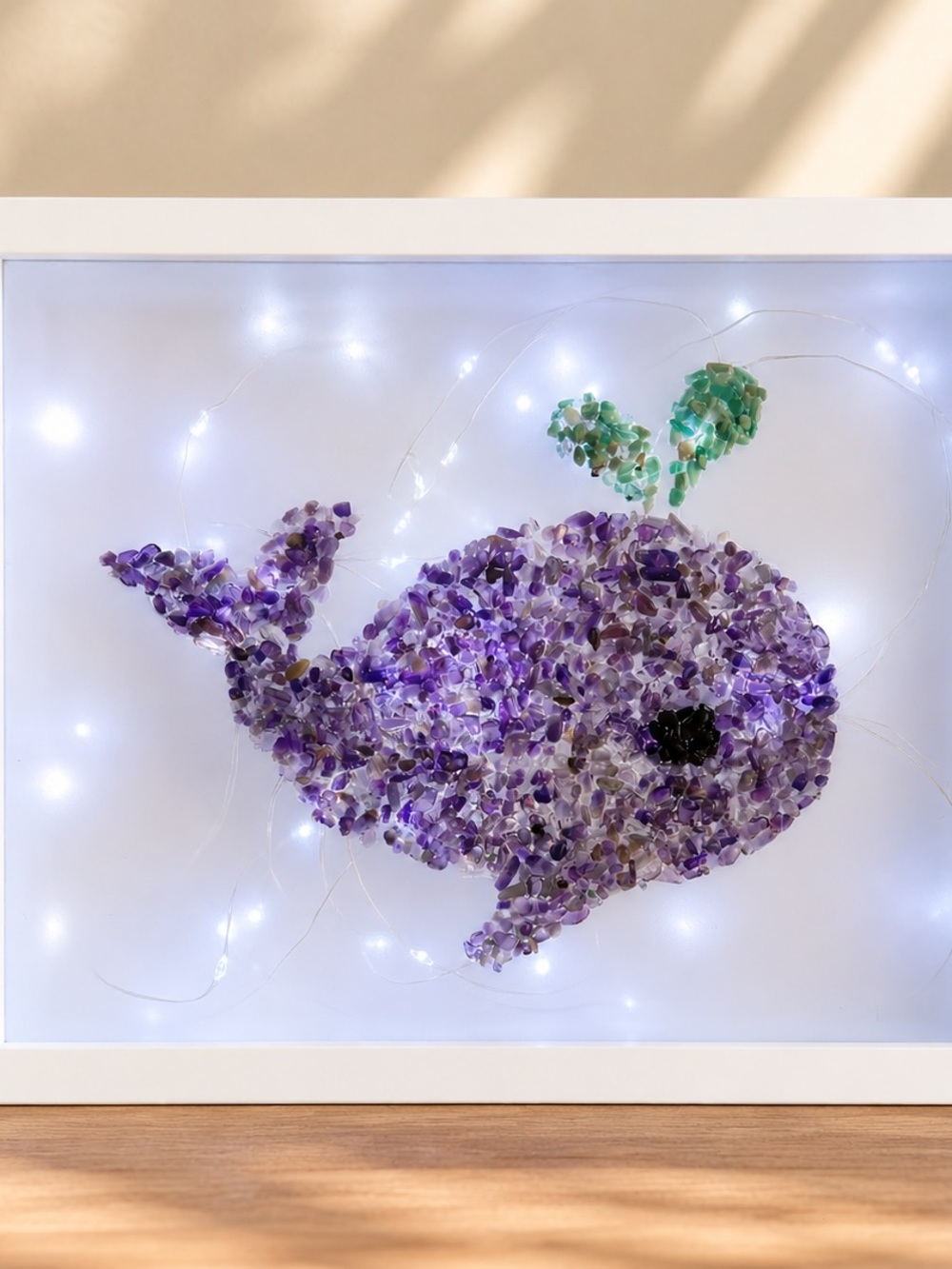 Amethyst Whale Crystal Chips Light Box